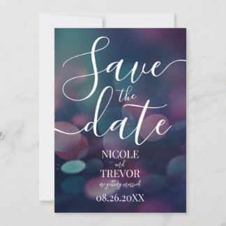 Maak Je Eigen Aangepaste Grote Blauwe Roze Bokeh T Save The Date