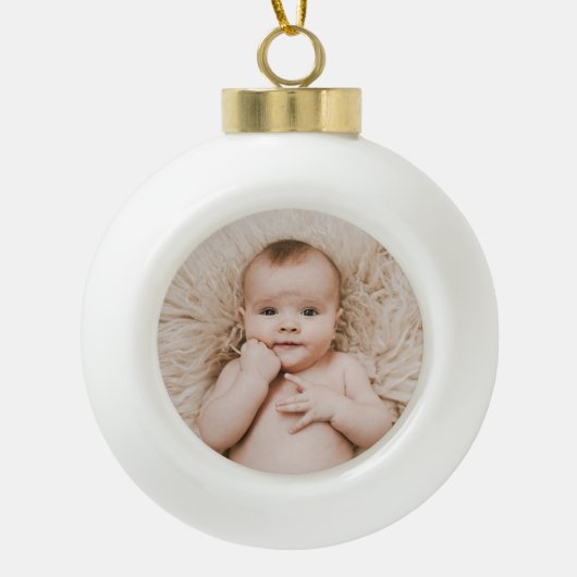 Maak Je Eigen Aangepaste Kinderen Foto Modern Keramische Bal Ornament (Voorkant)
