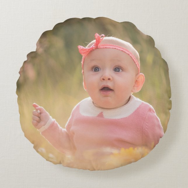Maak Je Eigen Aangepaste Kinderen Foto Modern Rond Kussen (Voorkant)