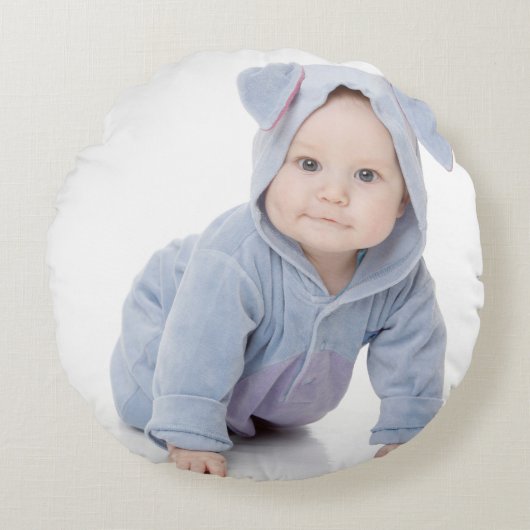 Maak Je Eigen Aangepaste Kinderen Foto Modern Rond Kussen (Voorkant)