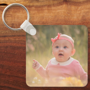 Maak Je Eigen Aangepaste Kinderen Foto Modern Sleutelhanger