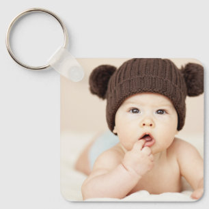 Maak Je Eigen Aangepaste Kinderen Foto Modern Sleutelhanger