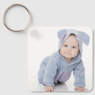 Maak Je Eigen Aangepaste Kinderen Foto Modern Sleutelhanger
