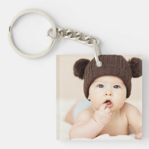 Maak Je Eigen Aangepaste Kinderen Foto Modern Sleutelhanger