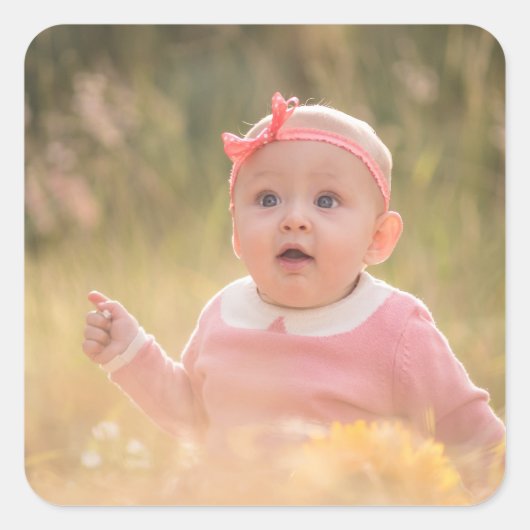 Maak Je Eigen Aangepaste Kinderen Foto Modern Vierkante Sticker (Voorkant)