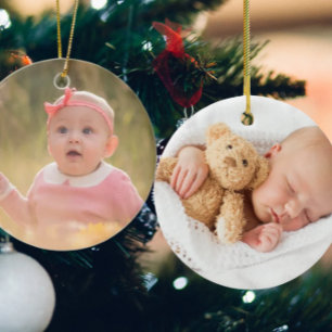 Maak Je Eigen Aangepaste Kinderen Twee Foto Keramisch Ornament