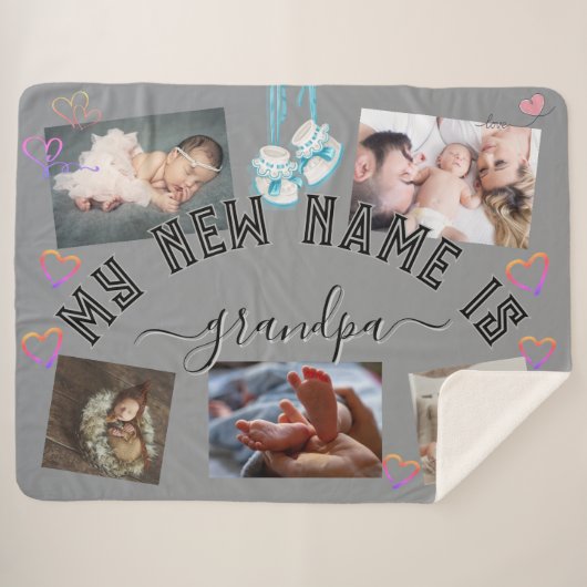 ✨Maak je eigen aangepaste MIJN NIEUWE NAAM IS GRAN Sherpa Deken (Voorkant (horizontaal))