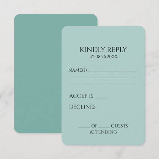 Maak je eigen aangepaste minimalistische RSVP kaartje (Voorkant / Achterkant)