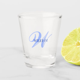 Maak Je Eigen Aangepaste Monogram En Naam Blauw Shot Glas