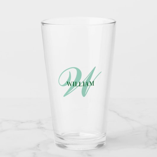 Maak Je Eigen Aangepaste Monogram En Naam Groen Glas (Voorkant)