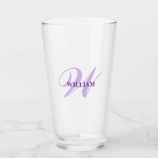 Maak Je Eigen Aangepaste Monogram En Naam Paars Glas (Voorkant)