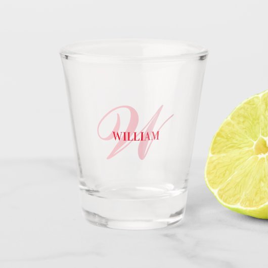 Maak Je Eigen Aangepaste Monogram En Naam Rood Shot Glas (Voorkant)