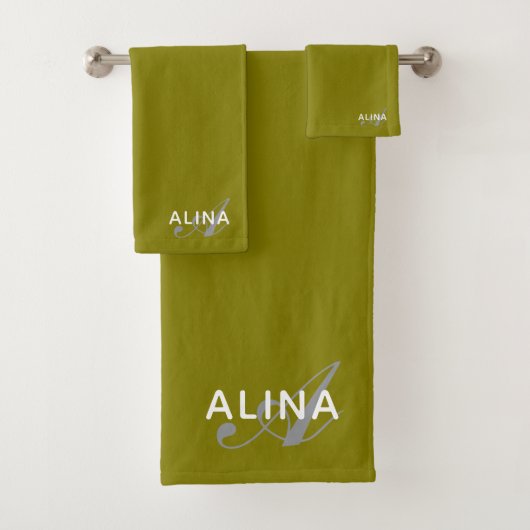 Maak Je Eigen Aangepaste Monogram Kleur Match Bad Handdoek (Insitu)