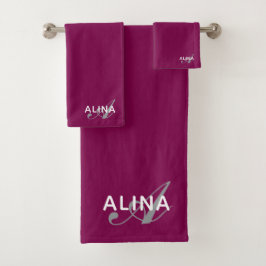Maak Je Eigen Aangepaste Monogram Kleur Match Bad Handdoek