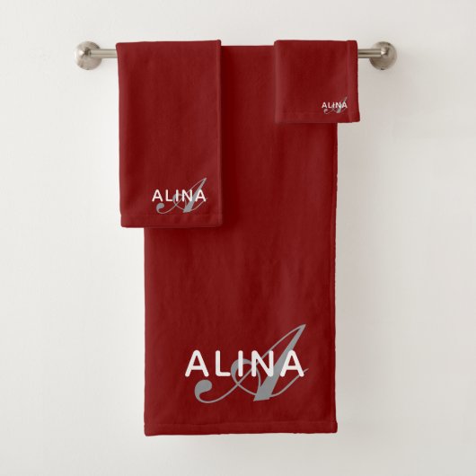 Maak Je Eigen Aangepaste Monogram Kleur Match Bad Handdoek (Insitu)