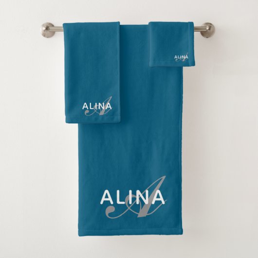 Maak Je Eigen Aangepaste Monogram Kleur Match Bad Handdoek (Insitu)