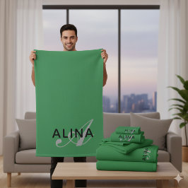 Maak Je Eigen Aangepaste Monogram Kleur Match Bad Handdoek