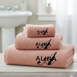 Maak Je Eigen Aangepaste Monogram Kleur Match Bad Handdoek