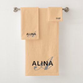 Maak Je Eigen Aangepaste Monogram Kleur Match Bad Handdoek