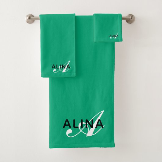 Maak Je Eigen Aangepaste Monogram Kleur Match Bad Handdoek (Insitu)