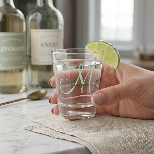 Maak Je Eigen Aangepaste Monogram Naam Schrift Gro Shot Glas