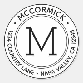 Maak je eigen aangepaste monogram retouradres ronde sticker