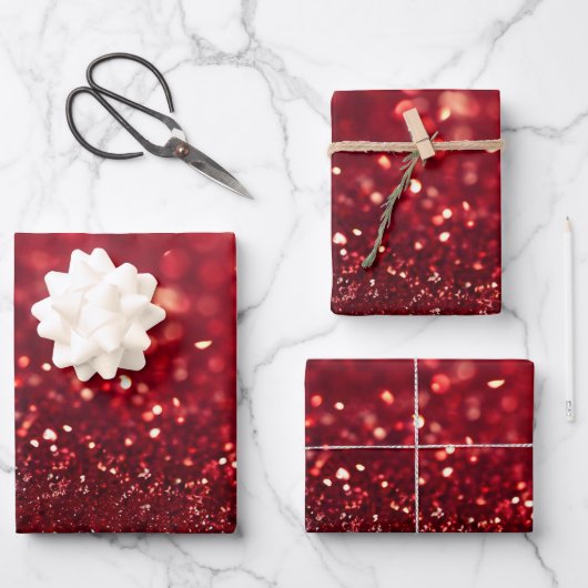 Maak Je Eigen Aangepaste Rode Glitters Inpakpapier Vel (Voorkant)