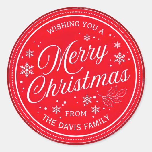 Maak je eigen aangepaste rode kerststicker ronde sticker (Voorkant)