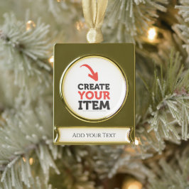 MAAK-JE-EIGEN Aangepaste upload uw ontwerp Foto's Verguld Banner Ornament