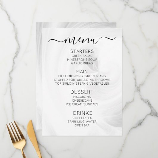 Maak Je Eigen Aangepaste Witte Lichtkrullen Menu (Voorkant / Achterkant in situ)