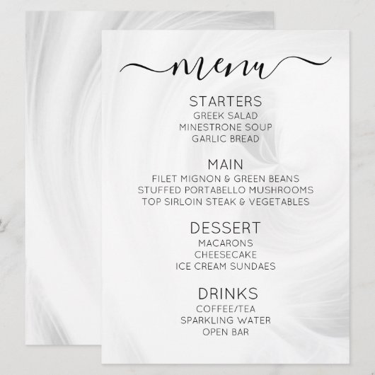 Maak Je Eigen Aangepaste Witte Lichtkrullen Menu (Voorkant / Achterkant)