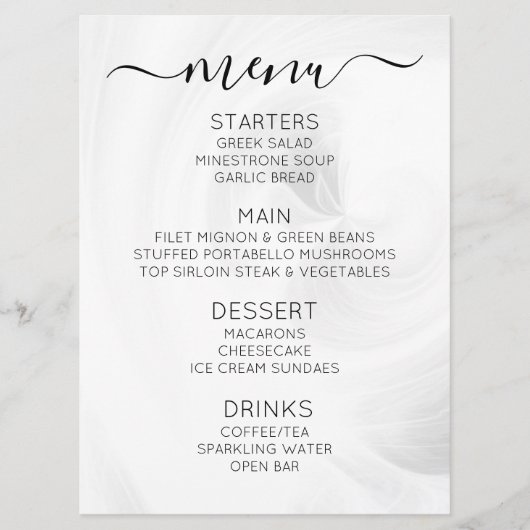 Maak Je Eigen Aangepaste Witte Lichtkrullen Menu (Voorkant)