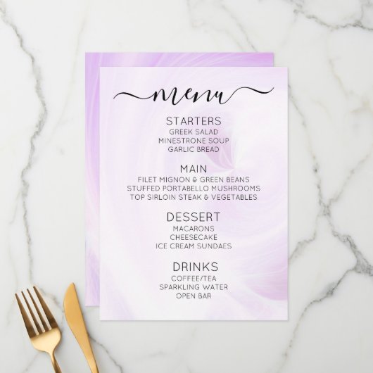 Maak Je Eigen Aangepaste Witte Lichtkrullen Menu (Voorkant / Achterkant in situ)
