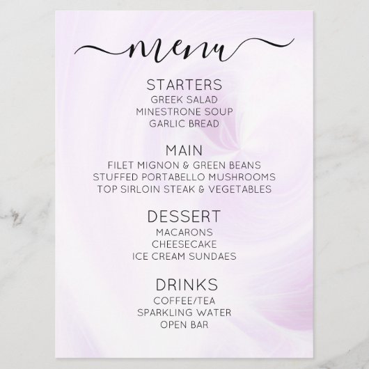 Maak Je Eigen Aangepaste Witte Lichtkrullen Menu (Voorkant)