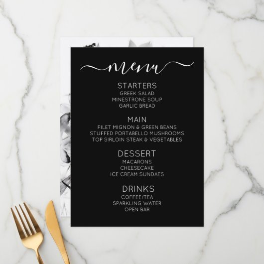 Maak Je Eigen Aangepaste Zwart-Wit Röntgenbloemen Menu (Voorkant / Achterkant in situ)