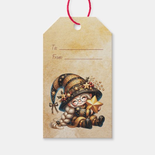 Maak Je Eigen Aardige Magische Kerstkabouter Cadeaulabel (Voorkant)