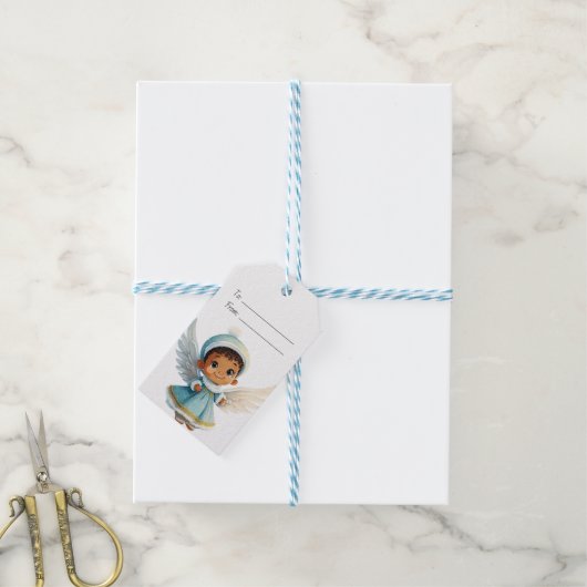 Maak je eigen Afro-Amerikaanse engel Kerstmis Cadeaulabel (Met Touw)