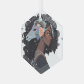 Maak Je Eigen Afro-Amerikaanse Vrouw Boogschutter Glas Ornament (Voorkant links)