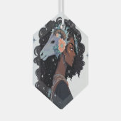 Maak Je Eigen Afro-Amerikaanse Vrouw Boogschutter Glas Ornament (Voorkant Rechts)