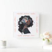 Maak je eigen Afro-Amerikaanse vrouw Boogschutter Vierkante Klok (Huis)