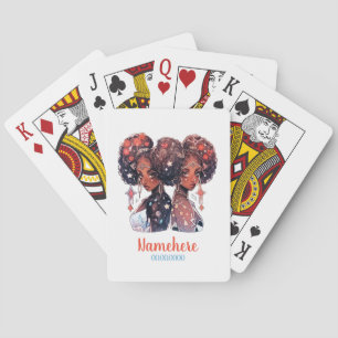 Maak Je Eigen Afro-Amerikaanse Vrouw Tweelingen Pokerkaarten