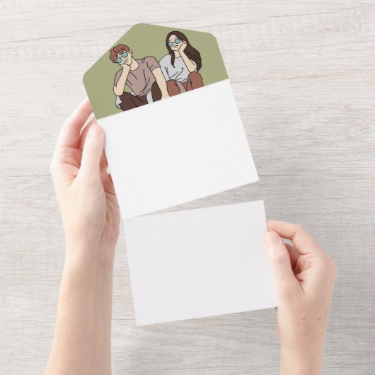 Maak je eigen all-in-one huwelijksuitnodiging all in one uitnodiging (Afscheurbaar)