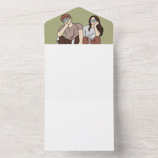 Maak je eigen all-in-one huwelijksuitnodiging all in one uitnodiging (Binnen)