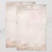 Maak Je Eigen Antieke Bleekroze Rozen Ephemera Briefpapier (Voorkant / Achterkant)
