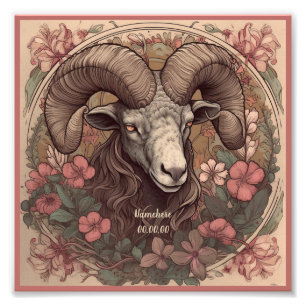 Maak je eigen Art Nouveau Ram Zodiac teken Foto Afdruk