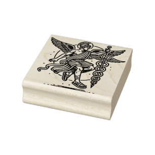 Maak Je Eigen Asclepius Griekse God Geneeskunde Rubberstempel