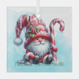 Maak je eigen baardige pepermunt Kerstgnome Glas Ornament