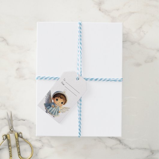 Maak Je Eigen Baby Meisje Engel Kerstmis Cadeaulabel (Met Touw)