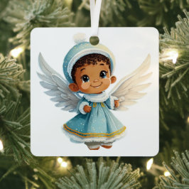 Maak je eigen baby's eerste kerstmis Zwarte Engel Metalen Ornament