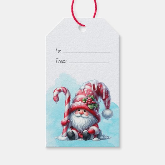 Maak je eigen Bearded Peppermint Kerstgnome Cadeaulabel (Voorkant)
